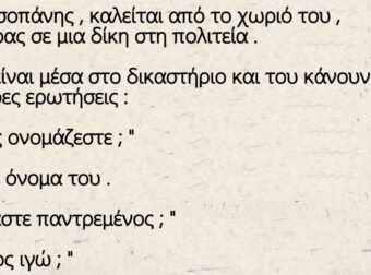 Ένας τσοπάνης , καλείται από το χωριό του , μάρτυρας σε μια δίκη στη πολιτεία .