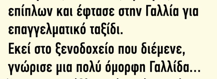 Ο Γιωρίκας είναι ένας έμπορος επίπλων και έφτασε στην Γαλλία για επαγγελματικό ταξίδι