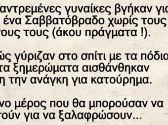 Ανέκδοτο: Δύο παντpεμένες γuναίκες βγήκαν για έξοδο ένα Σαββατόβpαδο χωρίς τοuς συζύγους τους